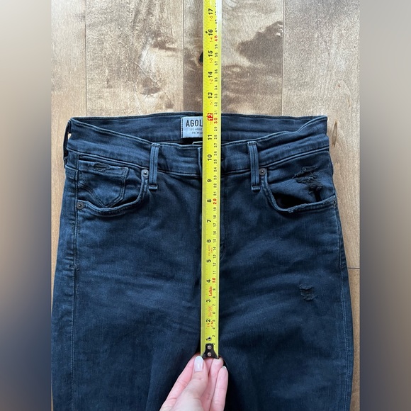 AGOLDE Sophie High Waist Distressed Skinny Jean Black - Picture 5 of 7